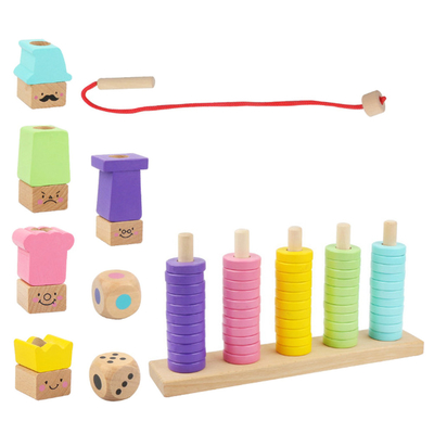 1 jouet interactif de pile d'ensemble de cercle de jeu d'enfants en bois de puzzle