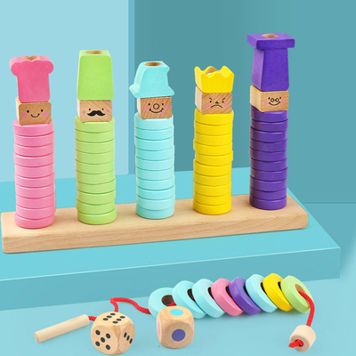 1 jouet interactif de pile d'ensemble de cercle de jeu d'enfants en bois de puzzle