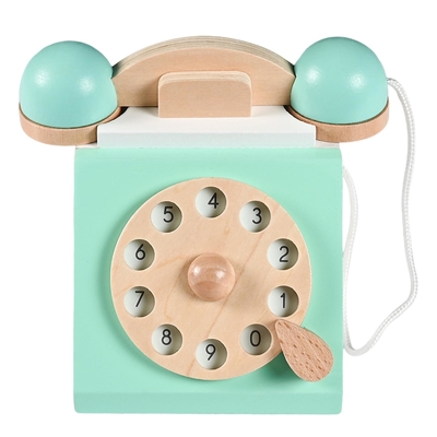 Rétro téléphone Playset Toy For Children éducatif en bois de simulation