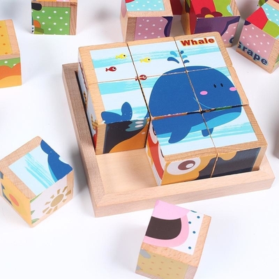 constitutif 3D en bois bloc les cubes hexagones éducatifs pour des enfants