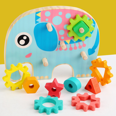 Conception animale d'Owl Gear Block Wood Creative d'éléphant intelligent