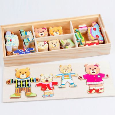 robe animale en bois d'ours de lapin de bande dessinée des casse-tête 72pcs