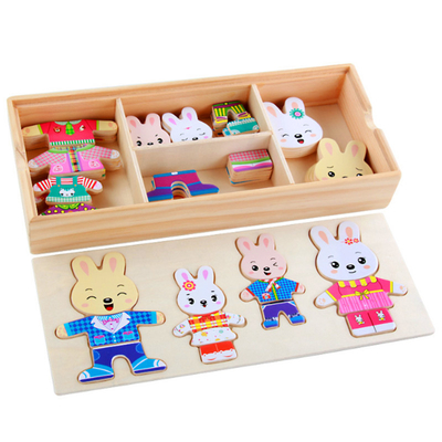 robe animale en bois d'ours de lapin de bande dessinée des casse-tête 72pcs