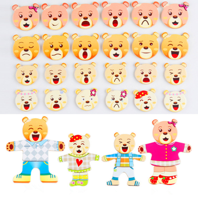 robe animale en bois d'ours de lapin de bande dessinée des casse-tête 72pcs