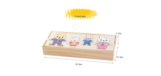 robe animale en bois d'ours de lapin de bande dessinée des casse-tête 72pcs