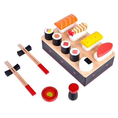 La cuisine miniature en bois de simulation a placé l'éclaircissement tôt d'éducation de sushi