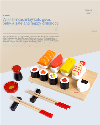 La cuisine miniature en bois de simulation a placé l'éclaircissement tôt d'éducation de sushi