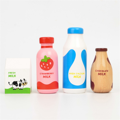 Cuisine en bois d'ensemble de lait pour les jouets éducatifs de nourriture de Montessori de garçon de fille