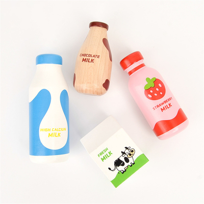 Cuisine en bois d'ensemble de lait pour les jouets éducatifs de nourriture de Montessori de garçon de fille