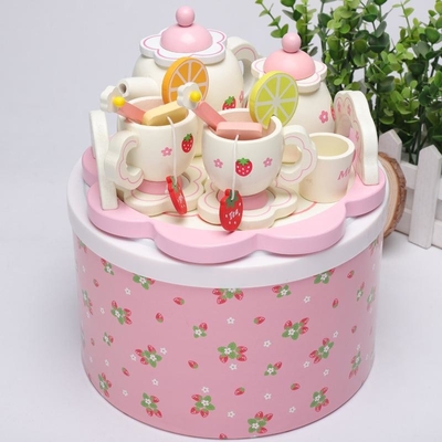 Thé d'après-midi blanc créatif d'ensemble en bois de cuisine de simulation de citron