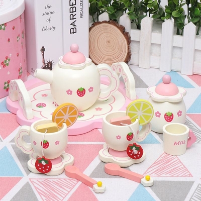 Thé d'après-midi blanc créatif d'ensemble en bois de cuisine de simulation de citron