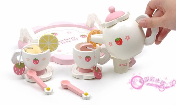 Thé d'après-midi blanc créatif d'ensemble en bois de cuisine de simulation de citron