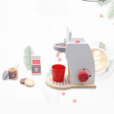 La cuisine miniature en bois de machine de café de simulation a placé pour le bébé apprenant tôt