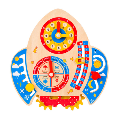 Enfants en bois de Rocket Clock Calendar Montessori For de bande dessinée