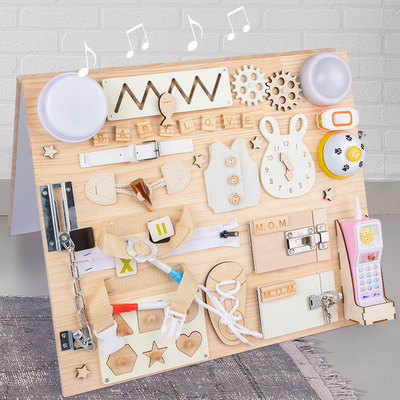 Jouets en bois de premier DIY conseil occupé fait main éducatif de Montessori pour des enfants en bas âge