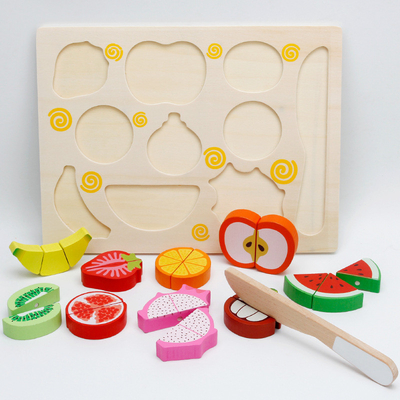 Coupe en bois de fruit de légumes de jouets de cuisine réglée pour des enfants