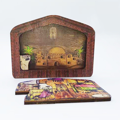 Cadeaux de puzzles de S de Logo Wood Nativity Diy Children adapté aux besoins du client '