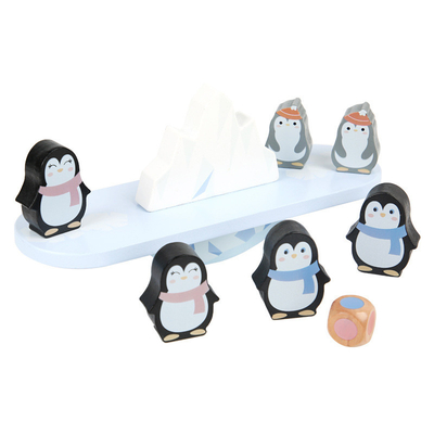 Enseignement de équilibrage de Montessori de cadre de blocs de pingouin en bois de jouets coloré