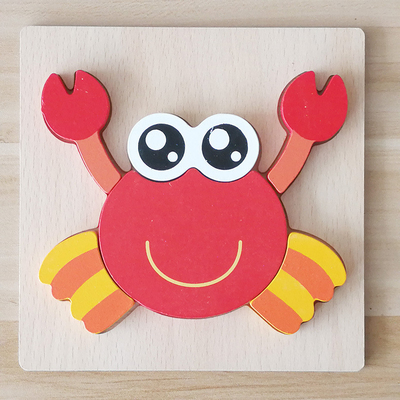 Première éducation de bande dessinée d'enfants animaux en bois du puzzle 3D cognitive