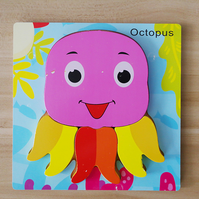 Première éducation de bande dessinée d'enfants animaux en bois du puzzle 3D cognitive