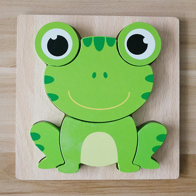 Première éducation de bande dessinée d'enfants animaux en bois du puzzle 3D cognitive