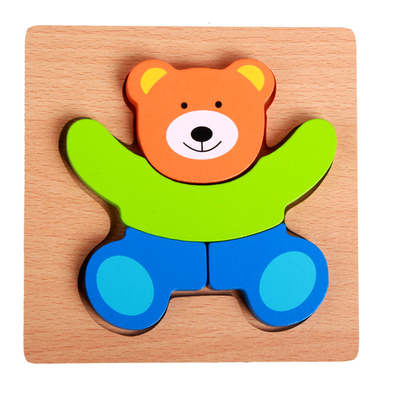 Première éducation de bande dessinée d'enfants animaux en bois du puzzle 3D cognitive