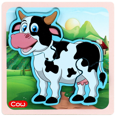 Première éducation de bande dessinée d'enfants animaux en bois du puzzle 3D cognitive