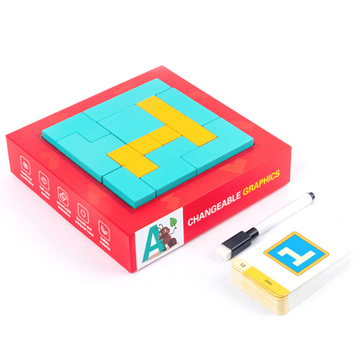 Les jouets en bois d'enfants modèlent le Tangram Montessori de créativité de casse-tête