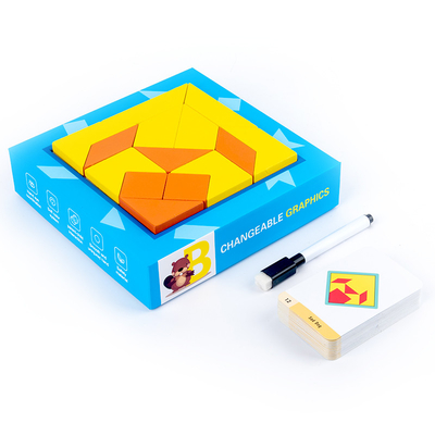 Les jouets en bois d'enfants modèlent le Tangram Montessori de créativité de casse-tête