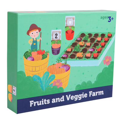 Classification cognitive de la ferme des enfants de couleur végétale en bois de fruit interactive