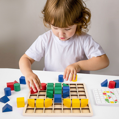 Enfants de enseignement de Montessori de puzzle en bois créatif de bloc tôt éducatifs