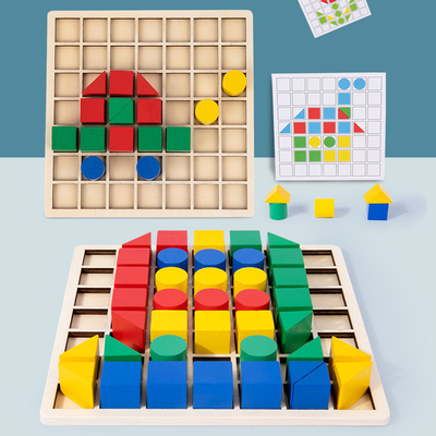Enfants de enseignement de Montessori de puzzle en bois créatif de bloc tôt éducatifs