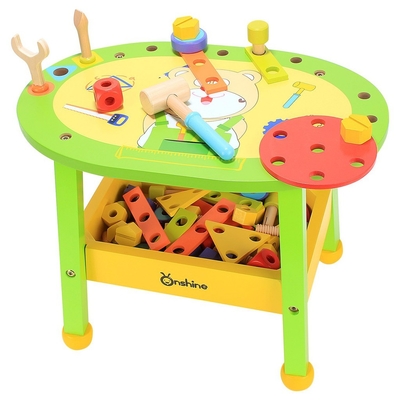 Assemblée d'écrou en bois de vis de clé de puzzle de Tableau d'outil d'ours de la bande dessinée des enfants