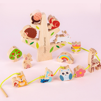 Forest Music Animal Balanced String en bois perle les blocs constitutifs éducatifs