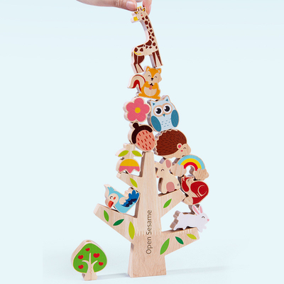 Forest Music Animal Balanced String en bois perle les blocs constitutifs éducatifs