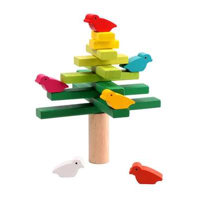 Les jouets en bois de blocs d'arbre d'équilibre d'oiseau exercent le doigt éducatif