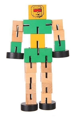 Modèle de jeu de main de bloc de Toy Puzzle Deformed Wooden Robot des enfants
