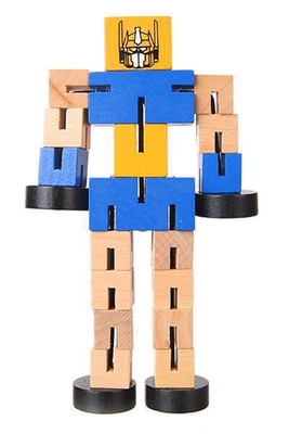 Modèle de jeu de main de bloc de Toy Puzzle Deformed Wooden Robot des enfants