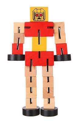 Modèle de jeu de main de bloc de Toy Puzzle Deformed Wooden Robot des enfants