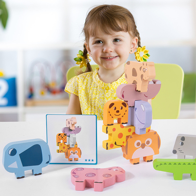 Le puzzle en bois de bloc de CPC joue la taille animale de pliage d'équilibre de musique