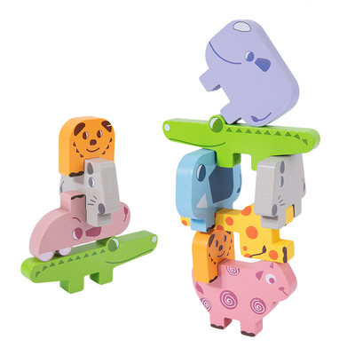 Le puzzle en bois de bloc de CPC joue la taille animale de pliage d'équilibre de musique