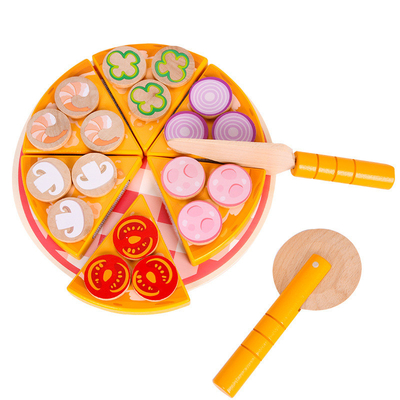Nourriture faisant cuire la pizza en bois Toy Fruit Vegetable With Tableware de simulation