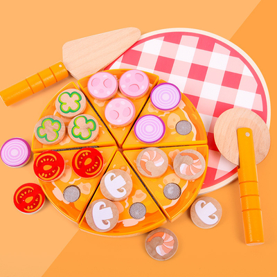 Nourriture faisant cuire la pizza en bois Toy Fruit Vegetable With Tableware de simulation