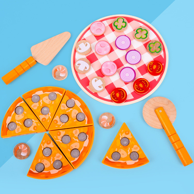 Nourriture faisant cuire la pizza en bois Toy Fruit Vegetable With Tableware de simulation