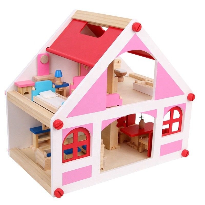 miniature en bois de  DIY de meubles de maison de poupée de cru de maison de 37.5cm
