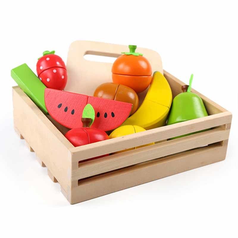 La coupe en bois colorée de fruit de 19cm a placé Toy Kid Education