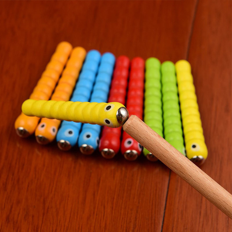 Jouets éducatifs de capture de Montessori d'accessoires en bois de jouets des vers 1 du jeu 5 d'insecte en bois