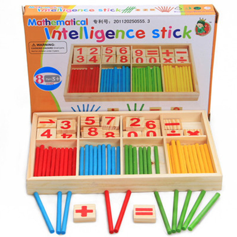La figure bloque compter les jouets en bois d'éducation de bâtons construisant la boîte en bois mathématique de Montessori de bloc d'intelligence