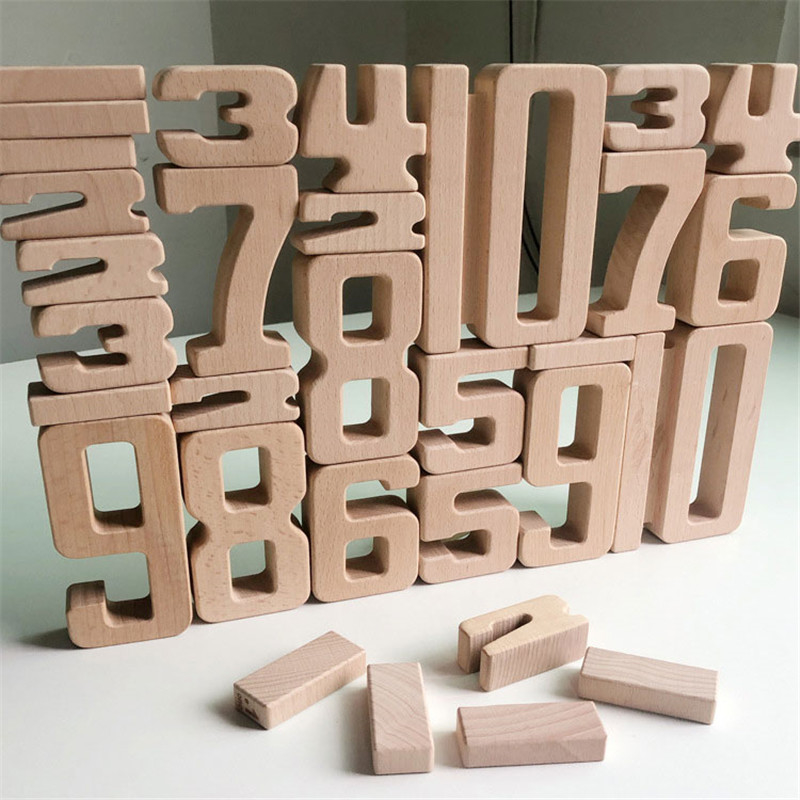 Le nombre bloc constitutif le bloc en bois Jenga d'équilibre de bébé de jouets de Digital de maths que Toy Montessori Educational Natural Wood joue les FO