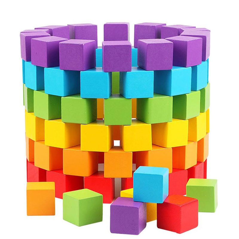 Blocs constitutifs Toy Baby Color de cubes en bois colorés et jouets éducatifs en bois de forme géométrique pour Chil